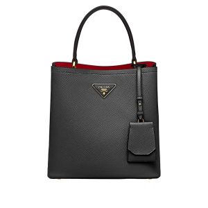Prada 1BA212 Saffiano Leather Panier Bag In Black