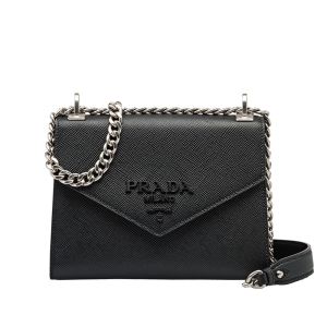 Prada 1BD127 Saffiano Leather Monochrome Bag In Black