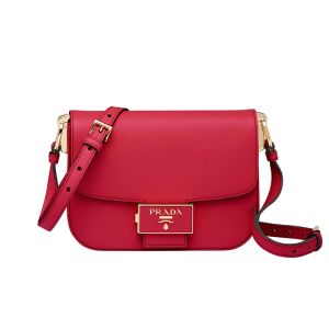 Prada 1BD217 Saffiano Leather Embleme Bag In Red