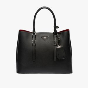 Prada 1BG820 Saffiano Leather Double Bag In Black