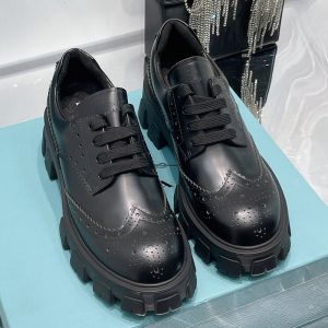 Prada 1E722E Microsole Brushed Leather Shoes Women In Black