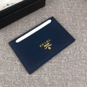 Prada 1MC208 Lettering Saffiano Leather Card Holder In Navy Blue