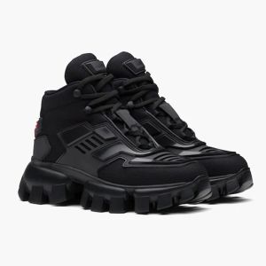 Prada 1T648M Knit Fabric Sneakers Unisex In Black
