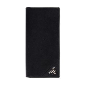 Prada 2MV836 Corner Lettering Saffiano Leather Document Holder In Black