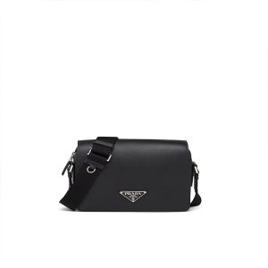 Prada 2VD038 Saffiano Leather Shoulder Bag In Black