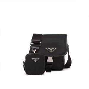 Prada 2VD043 Re-Nylon And Saffiano Leather Shoulder Bag In Black