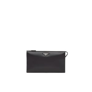 Prada 2VF030 Brushed Leather Pouch In Black