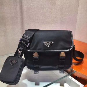 Prada 2VD034 Nylon And Saffiano Leather Bag In Black