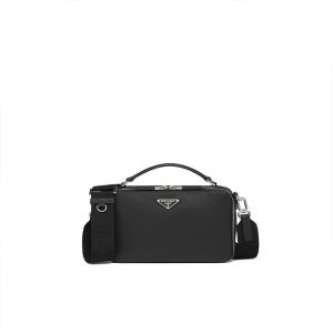 Prada 2VH069 Saffiano Leather Brique Bag In Black