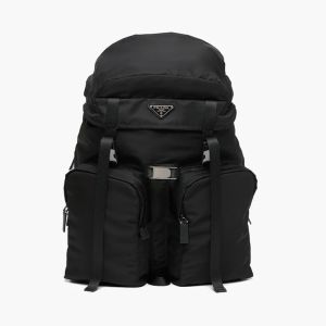 Prada 2VZ019 Re-Nylon And Saffiano Leather Backpack In Black