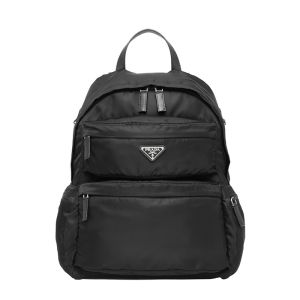 Prada 2VZ025 Triangle Nylon Backpack In Black