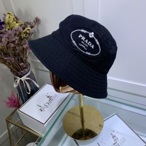 Prada Cotton Fisherman Hat In Black