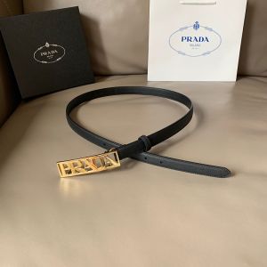 Prada Ladies Saffiano Leather Belt In Black/Gold