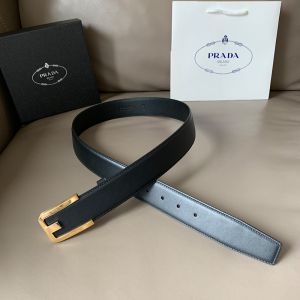 Prada Napa Leather Belt In Black/Gold