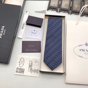 Prada Tie With Flat Graphics Print In Navy Blue