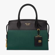 Prada 1BA046 Saffiano Leather Esplanade Bag In Green/Black