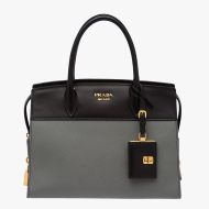 Prada 1BA046 Saffiano Leather Esplanade Bag In Grey/Black