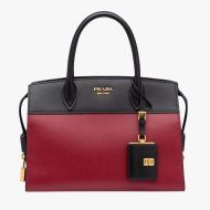 Prada 1BA046 Saffiano Leather Esplanade Bag In Red/Black