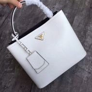 Prada 1BA211 Saffiano Leather Panier Bag In White