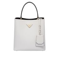 Prada 1BA212 Saffiano Leather Panier Bag In White