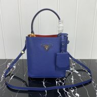 Prada 1BA217 Saffiano Leather Panier Bag In Blue
