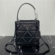 Prada 1BA217 Patchwork Nappa Leather Panier Bag In Black