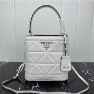 Prada 1BA217 Patchwork Nappa Leather Panier Bag In White