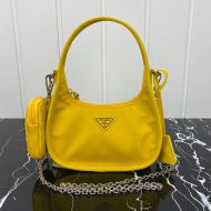 Prada 1BC114 Nylon Hobo Bag In Yellow