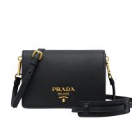 Prada 1BD102 Calf Leather Shoulder Bag In Black