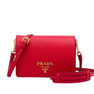 Prada 1BD102 Calf Leather Shoulder Bag In Red