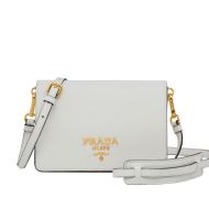 Prada 1BD102 Calf Leather Shoulder Bag In White