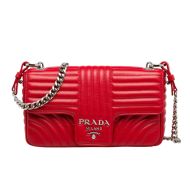 Prada 1BD108 Calf Leather Diagramme Bag In Red