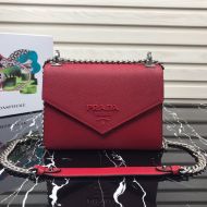 Prada 1BD127 Saffiano Leather Monochrome Bag In Red