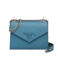 Prada 1BD127 Saffiano Leather Monochrome Bag In Sky Blue