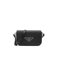 Prada 1BD249 Saffiano Leather Prada Identity Shoulder Bag In Black