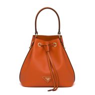 Prada 1BE032 Saffiano Leather Bucket Bag In Orange
