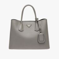 Prada 1BG775 Saffiano Leather Double Bag In Grey