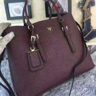 Prada 1BG820 Saffiano Leather Double Bag In Burgundy