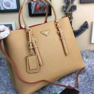 Prada 1BG820 Saffiano Leather Double Bag In Khaki