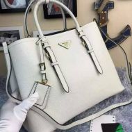 Prada 1BG820 Saffiano Leather Double Bag In White