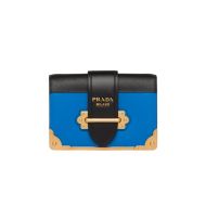 Prada 1BH018 Calf Leather Cahier Bag In Blue