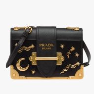 Prada 1BH018 Astrology Embellished Cahier Bag In Black