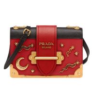 Prada 1BH018 Astrology Embellished Cahier Bag In Red