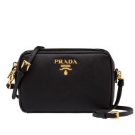 Prada 1BH036 Saffiano Leather Shoulder Bag In Black