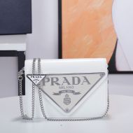 Prada 1BH189 Brushed Leather Shoulder Bag In White