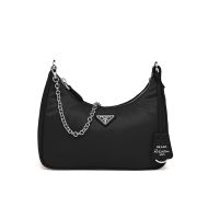 Prada 1BH204 Nylon Hobo Bag In Black