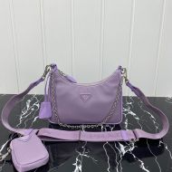 Prada 1BH204 Nylon Hobo Bag In Light Purple