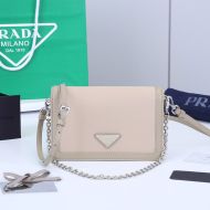 Prada 1BP019 Nylon And Leather Mini Bag In Apricot