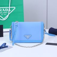 Prada 1BP019 Nylon And Leather Mini Bag In Blue
