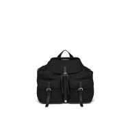 Prada 1BZ063 Nylon And Saffiano Leather Backpack In Black